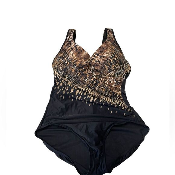 MIRACLESUIT DALI LEOPARD IT'S A WRAP UNDERWIRE ONE PIECE SWIMSUIT Sz 12 - Picture 7 of 11